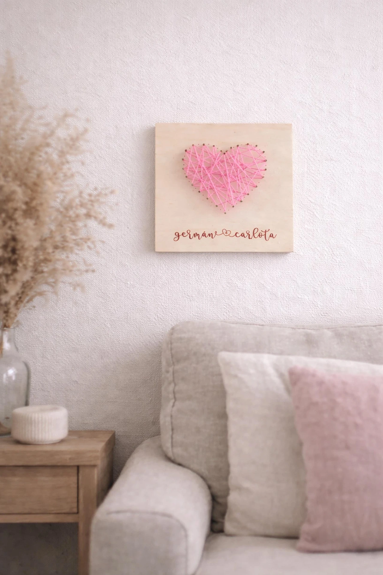 CUADRO DE MADERA PERSONALIZADO STRING ART CORAZÓN