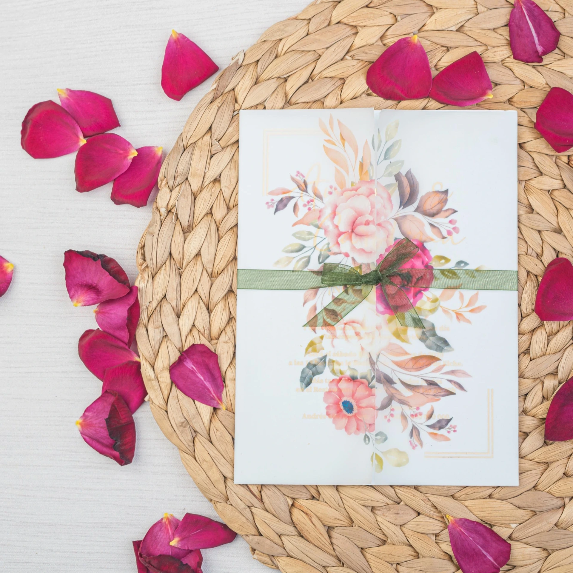 INVITACIÓN DE BODA FLORAL VINTAGE (SI, AZUL CIELO)