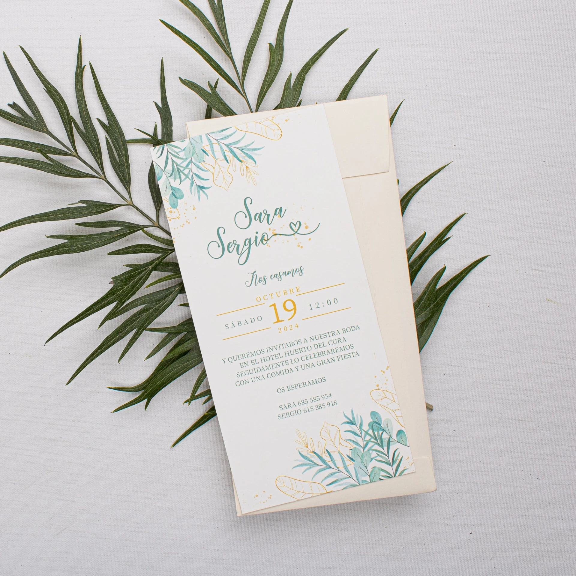 Invitación de boda Gold Flora