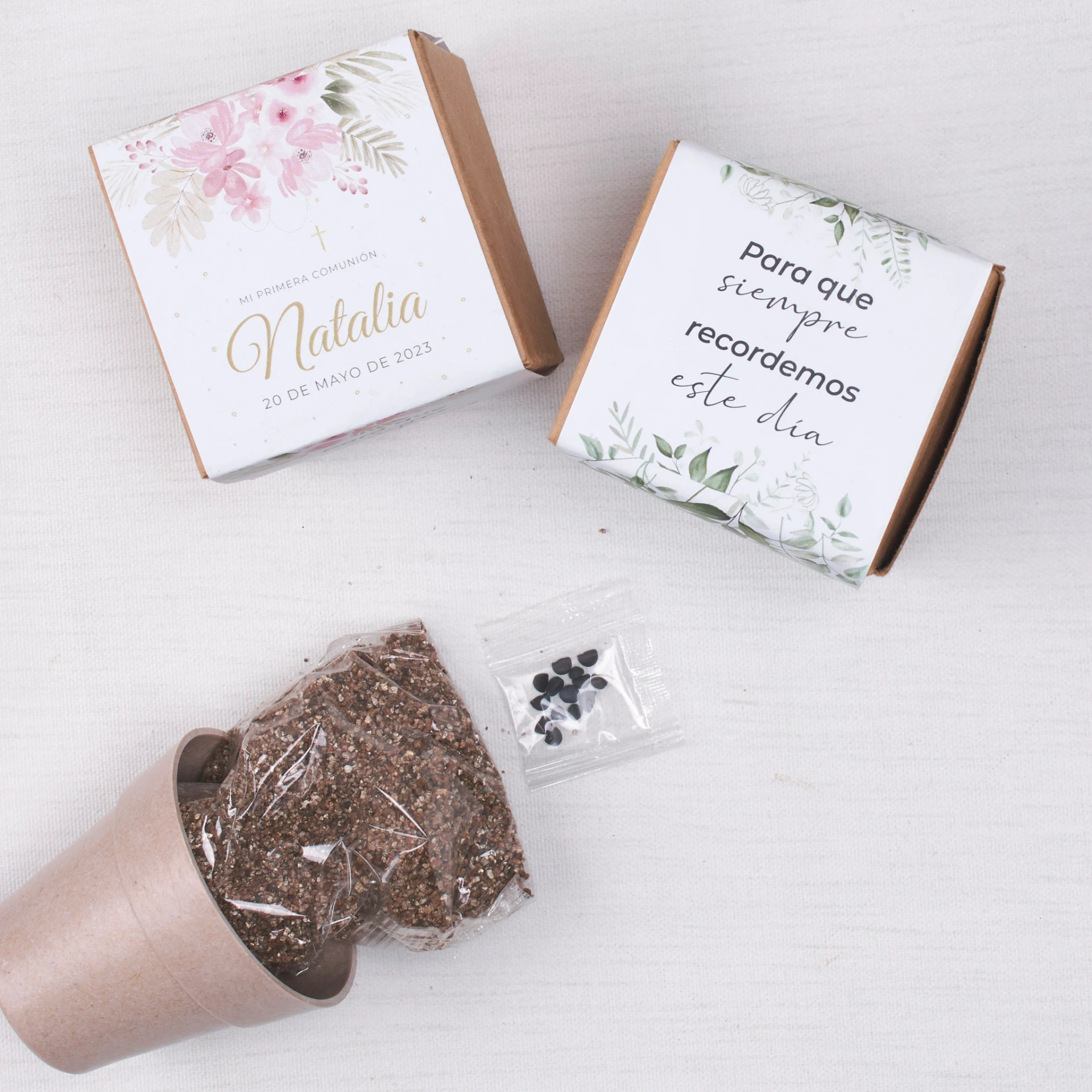 Recuerdos que florecen · Maceta petunias personalizada