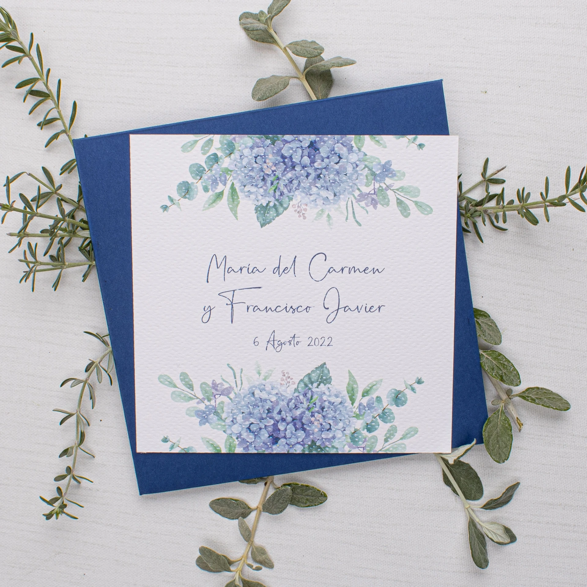 INVITACIÓN DE BODA ORTENSIA AZUL