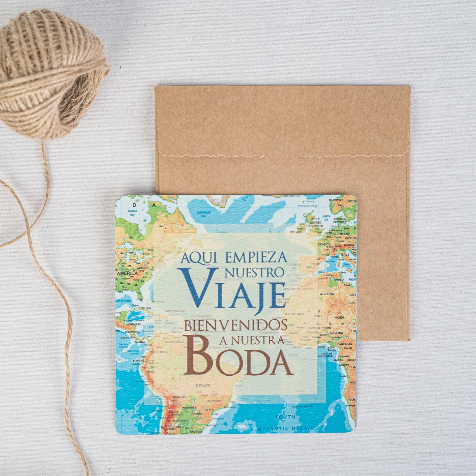 INVITACIÓN DE BODA BLUE TRAVEL (SI, Verjurado Blanco)