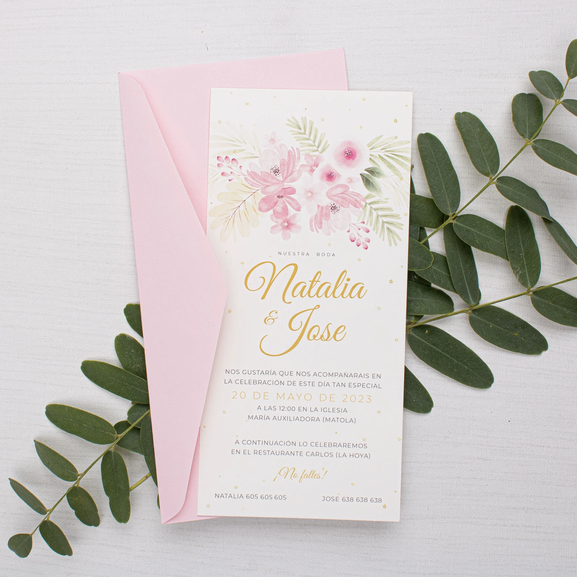 INVITACIÓN DE BODA LARGE ROSE (SI, COTTON KRAFT)