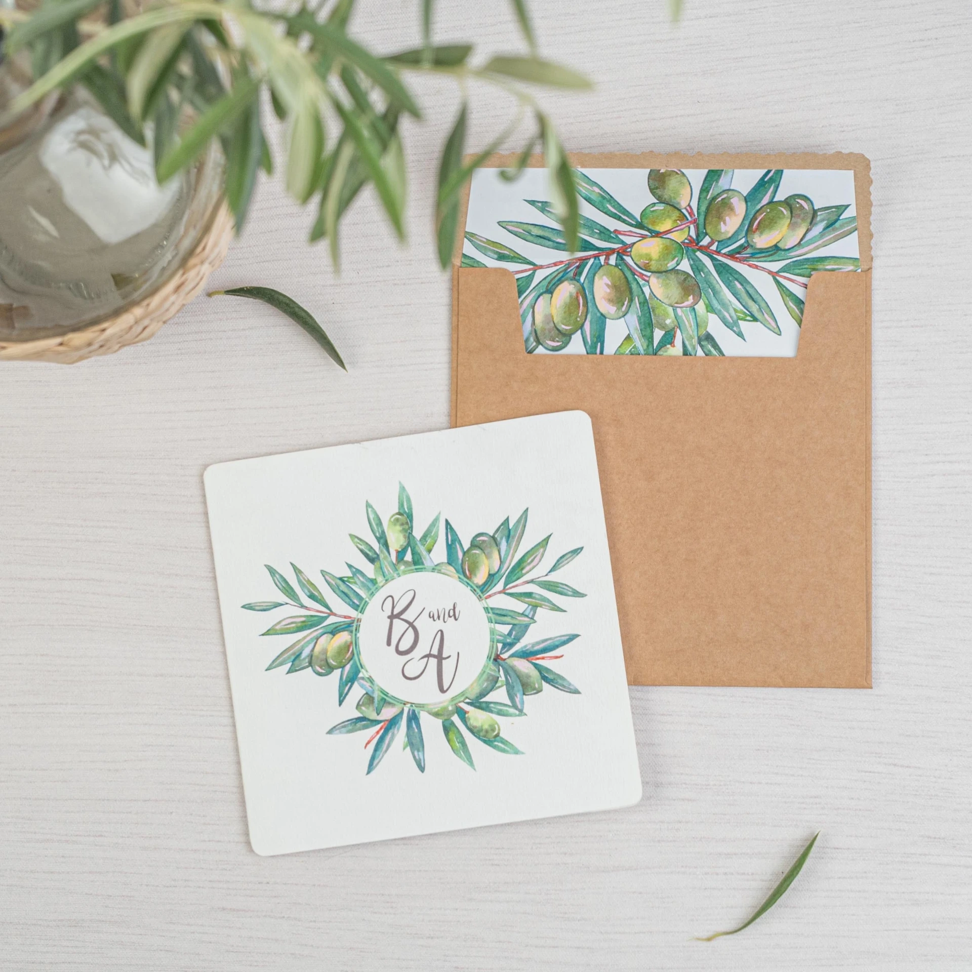 Invitación de boda Natural Olive
