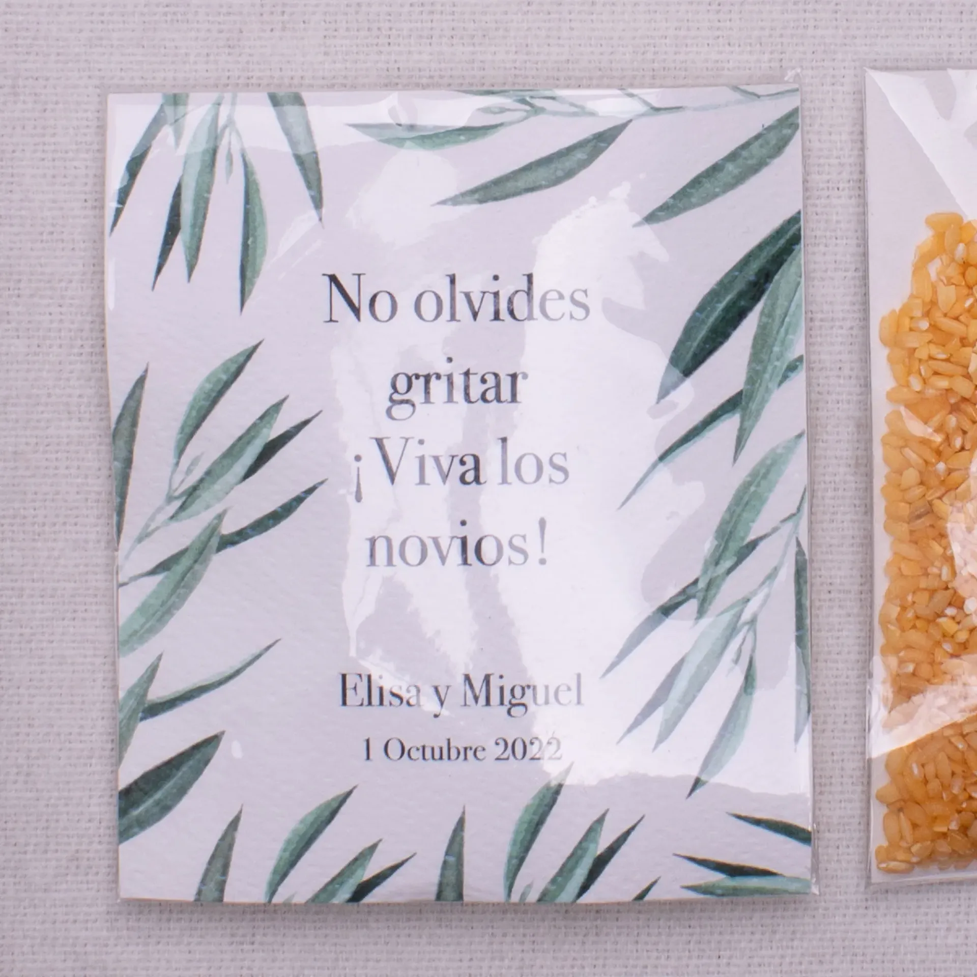 Un detalle para lanzar amor · Bolsa arroz nupcial 10x10cm