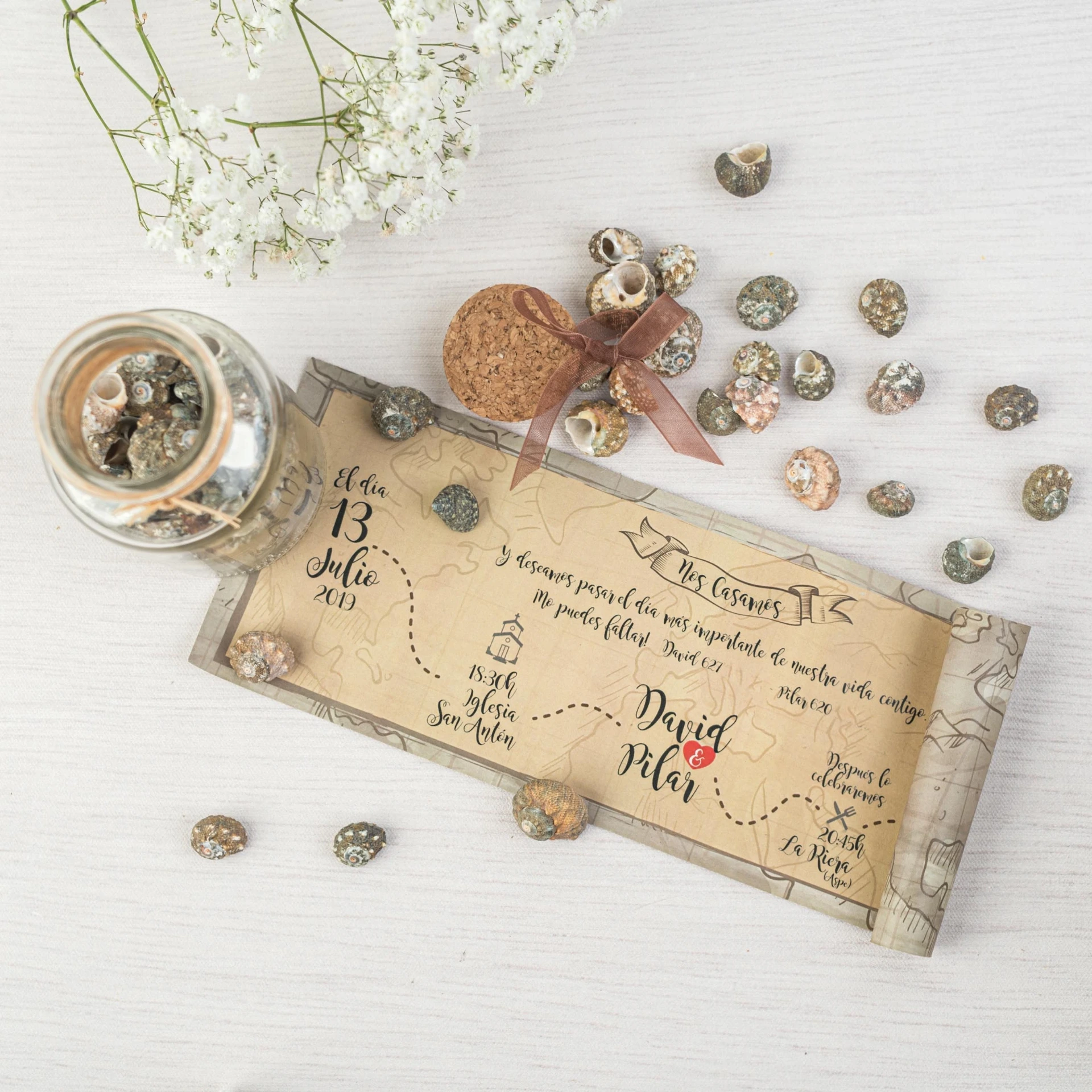 INVITACIÓN DE BODA MAPA DEL TESORO