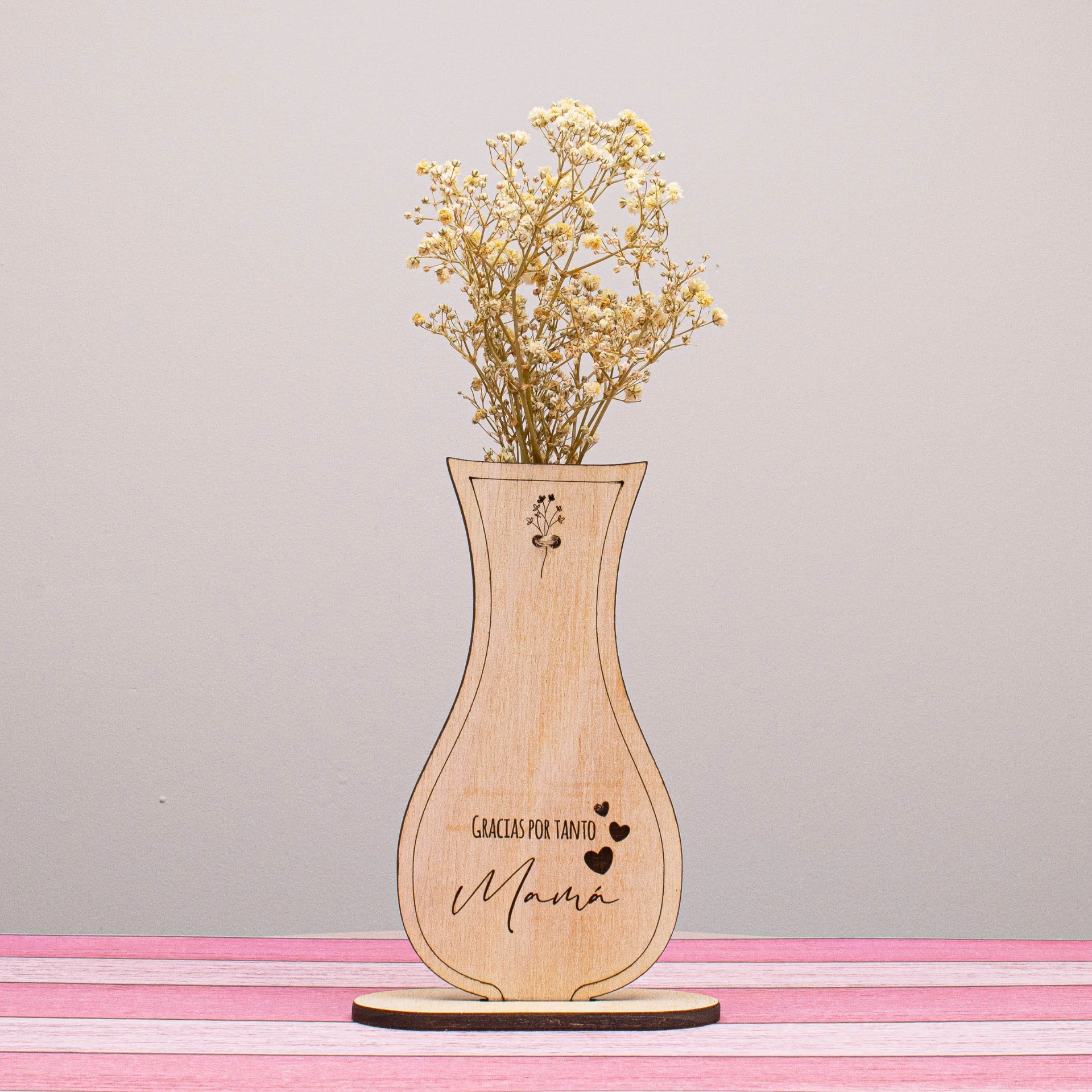 Gracias por Tanto, Mamá · Jarrón Decorativo de Madera