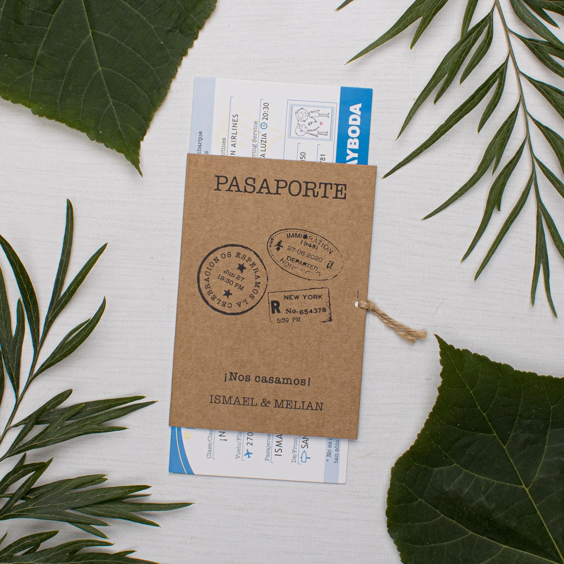 Invitación de boda Passport Blue