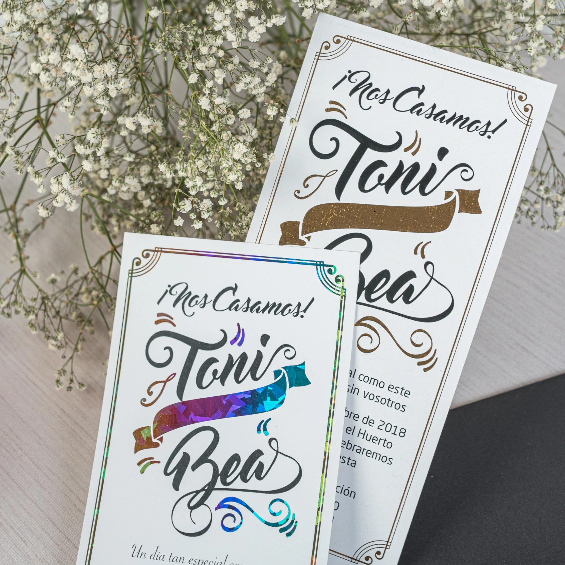 Invitación de boda Lettering Shine