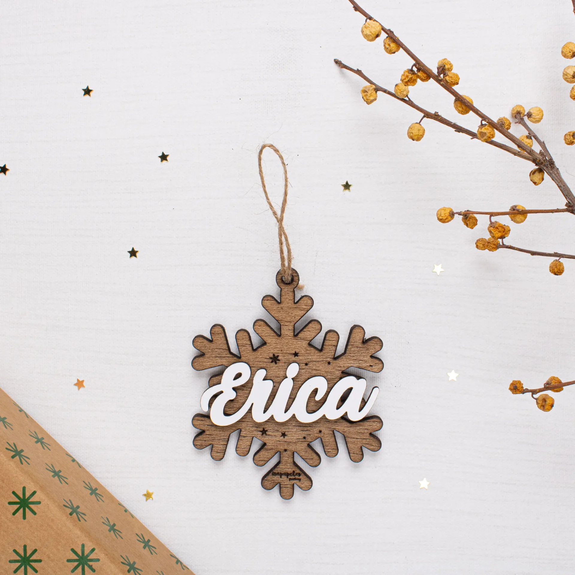 Nombre que brilla · Bola 35 Erica copo relieve (YUTE (CUERDA))
