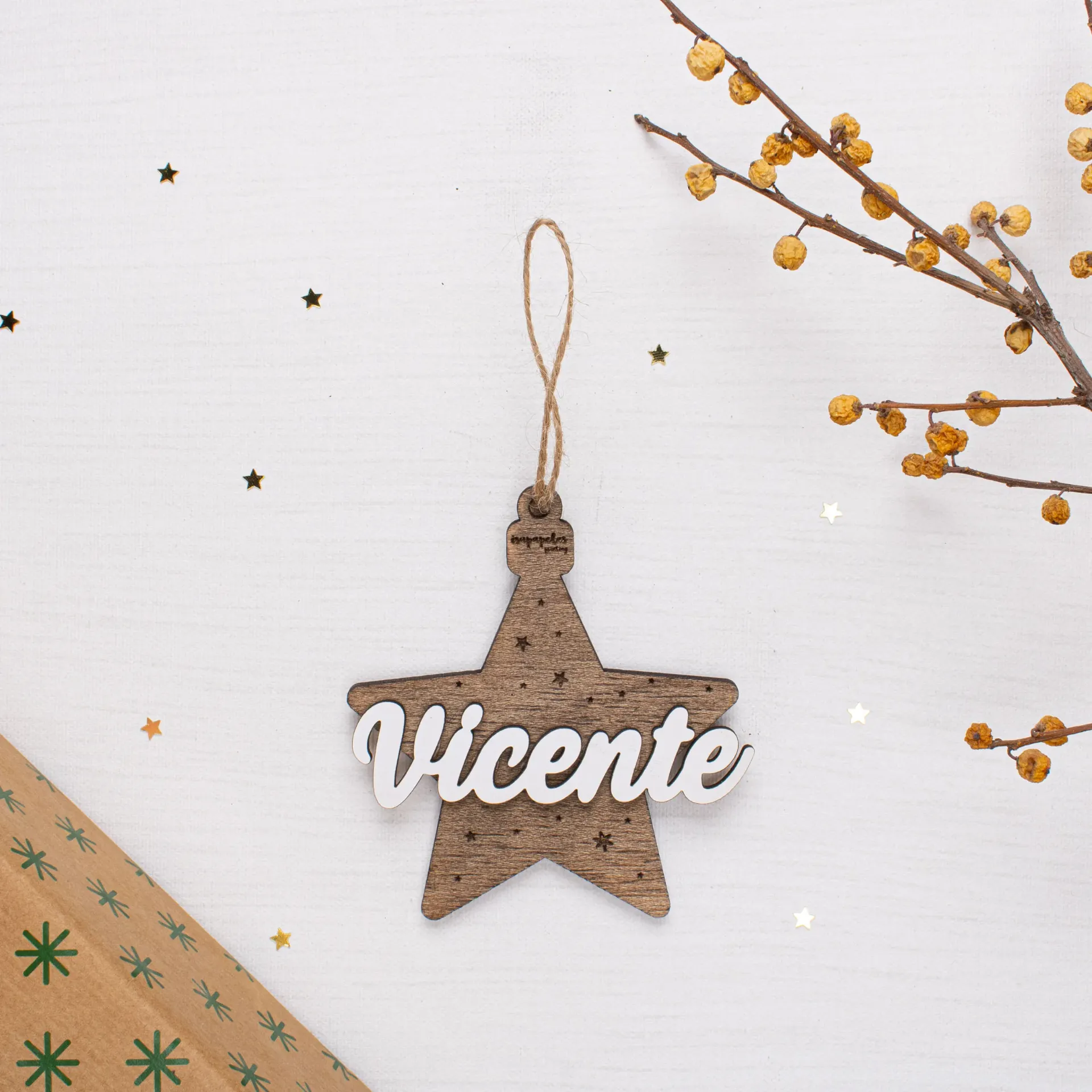 Estrella con nombre · Bola 36 Vicente estrella relieve (YUTE (CUERDA))