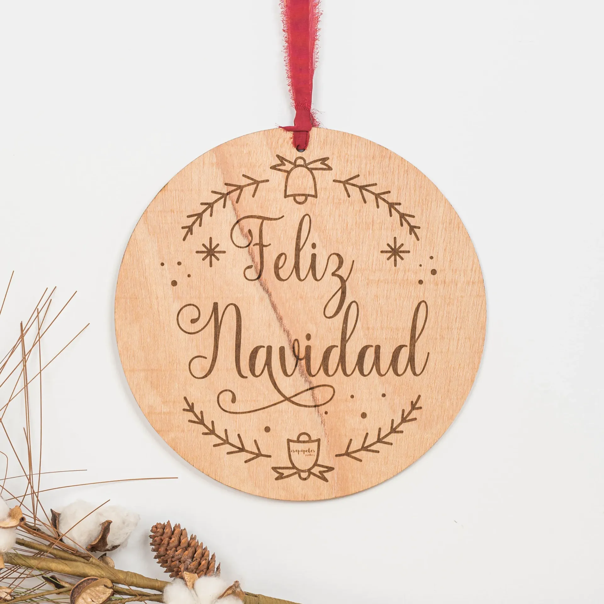 Que se nota la navidad · Cartel feliz navidad redondo 2 (YUTE (CUERDA))