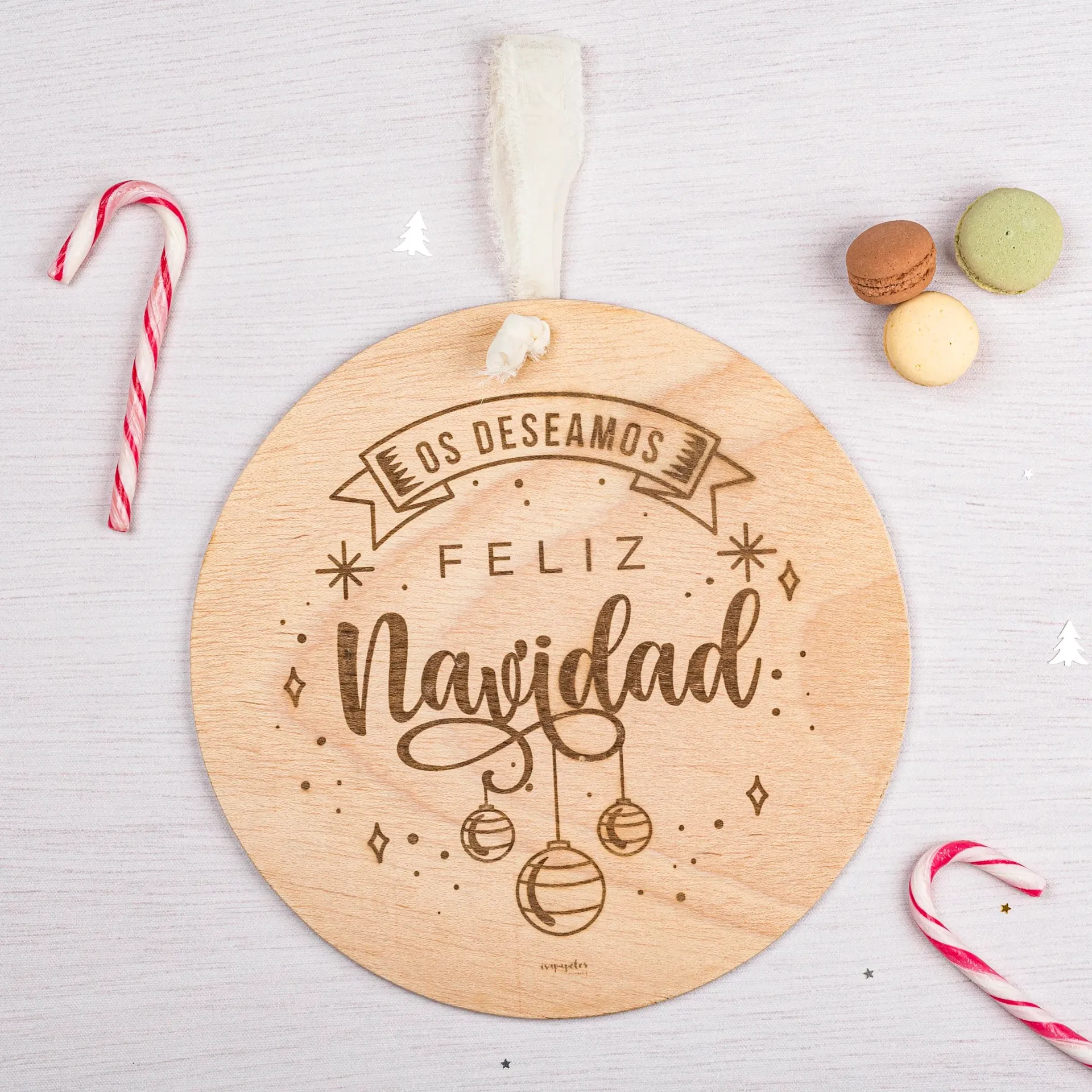 Navidad que da la bienvenida · Cartel "Os deseamos feliz navidad" redondo