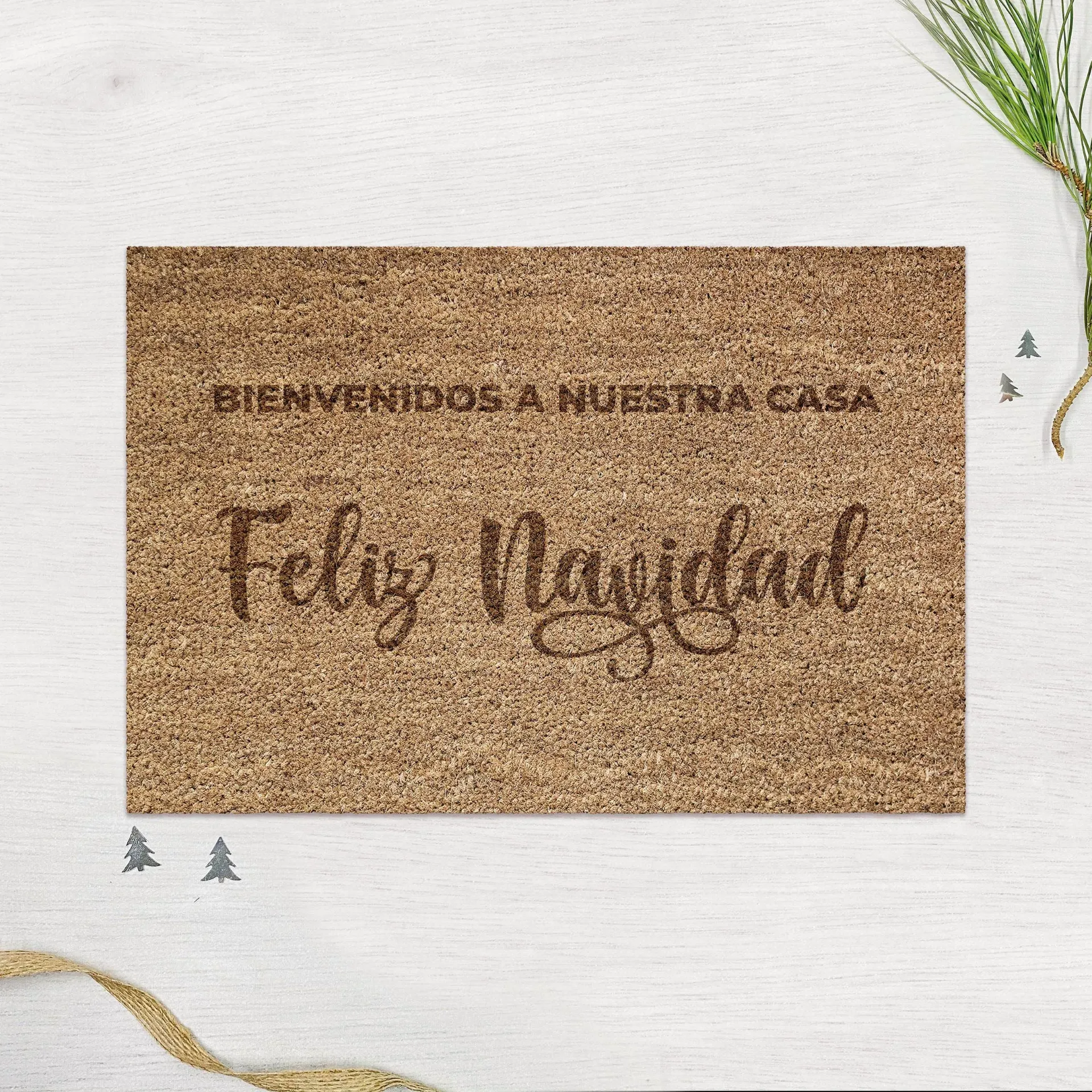 Navidad desde la entrada · Felpudo feliz navidad
