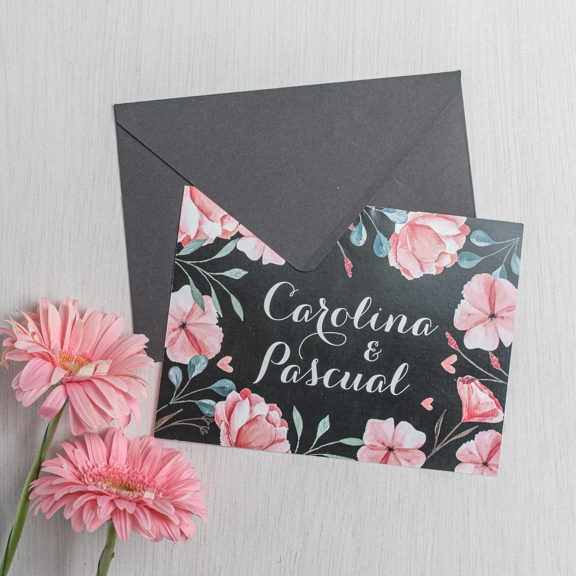 Invitación de boda Black Pink (SI, AZUL CIELO)