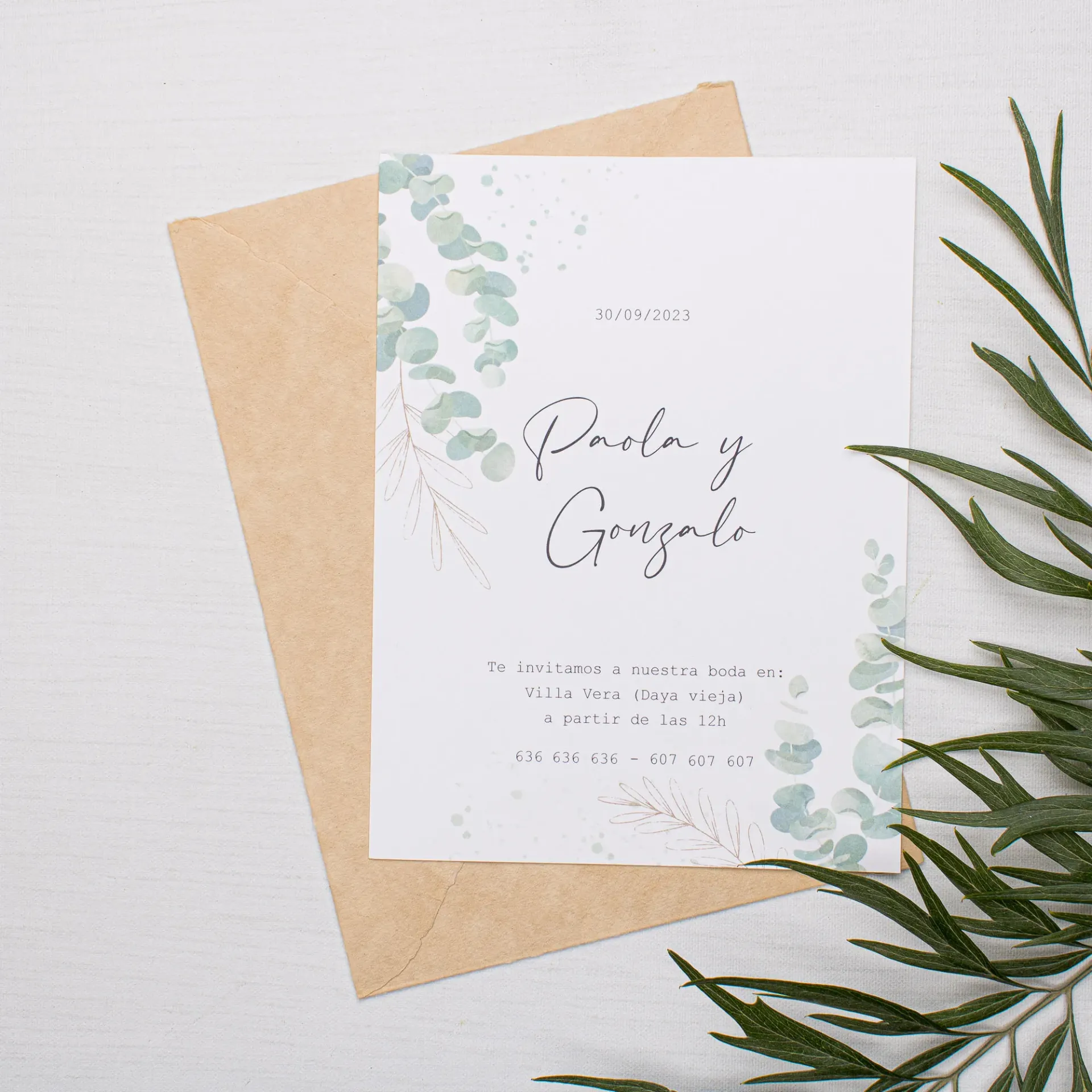 Invitación de boda Calm Eucalyptus