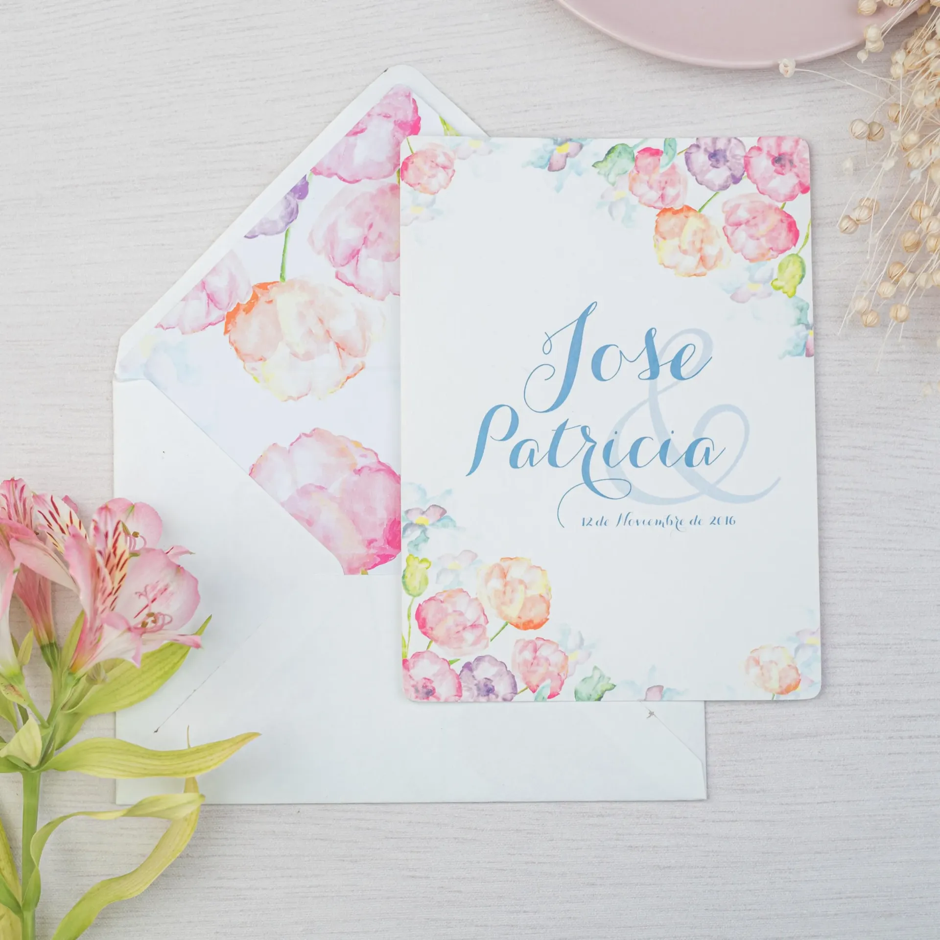 INVITACIÓN DE BODA COLOR SPRING (SI, AZUL CIELO)
