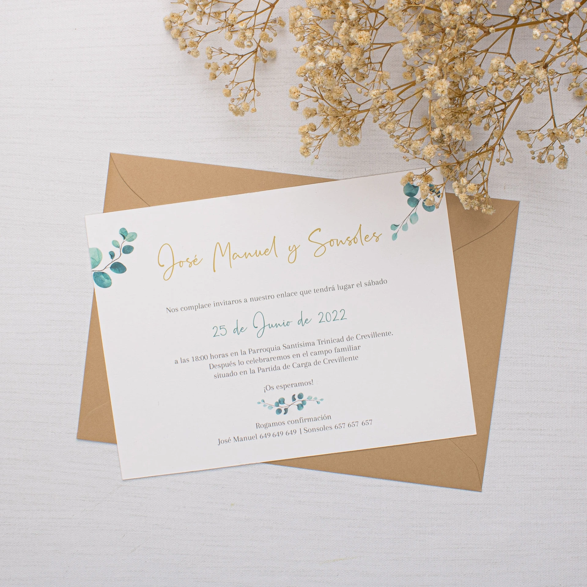 Invitación de boda Fine Eucalyptus