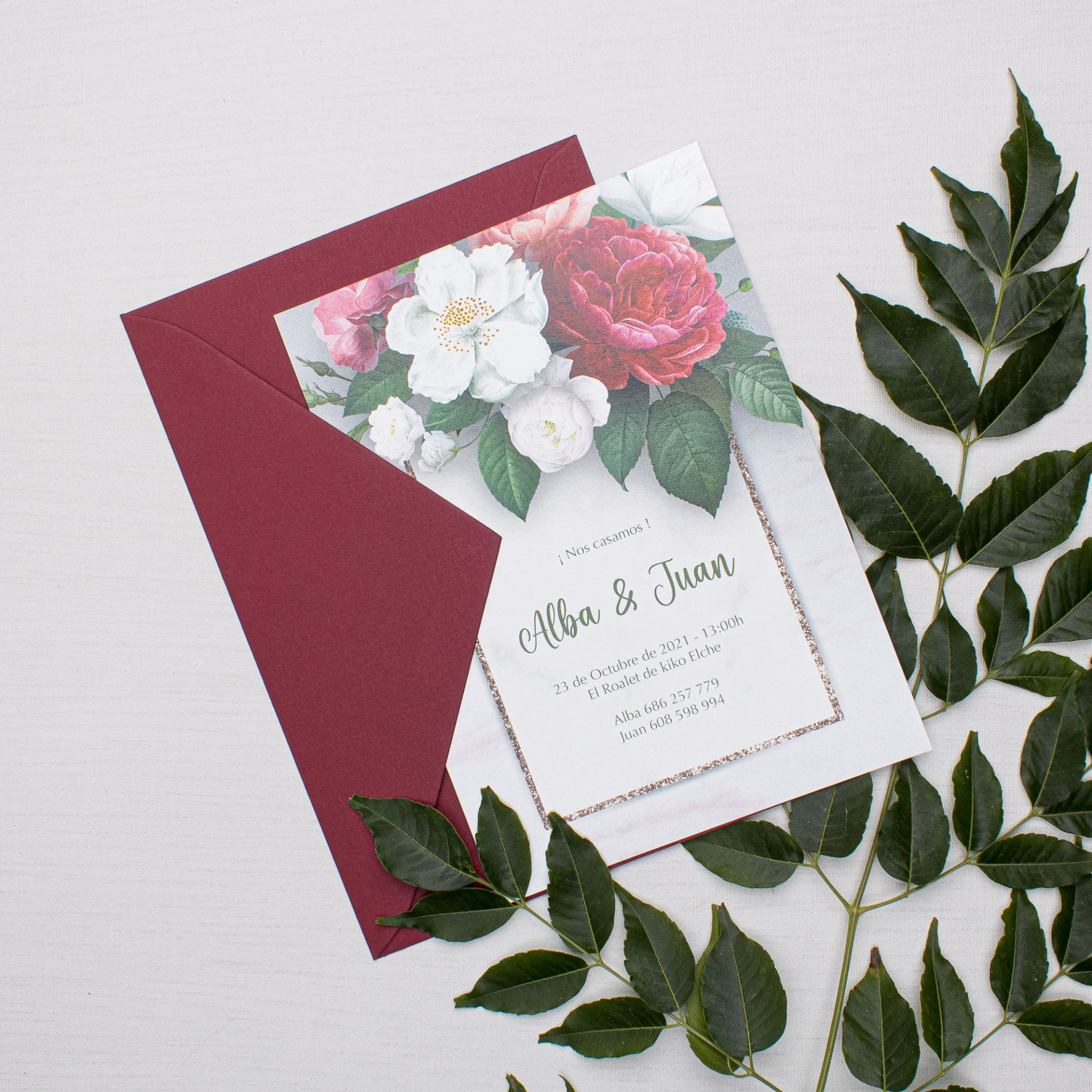 Invitación de boda Fluffy Flower (SI, AZUL CIELO)