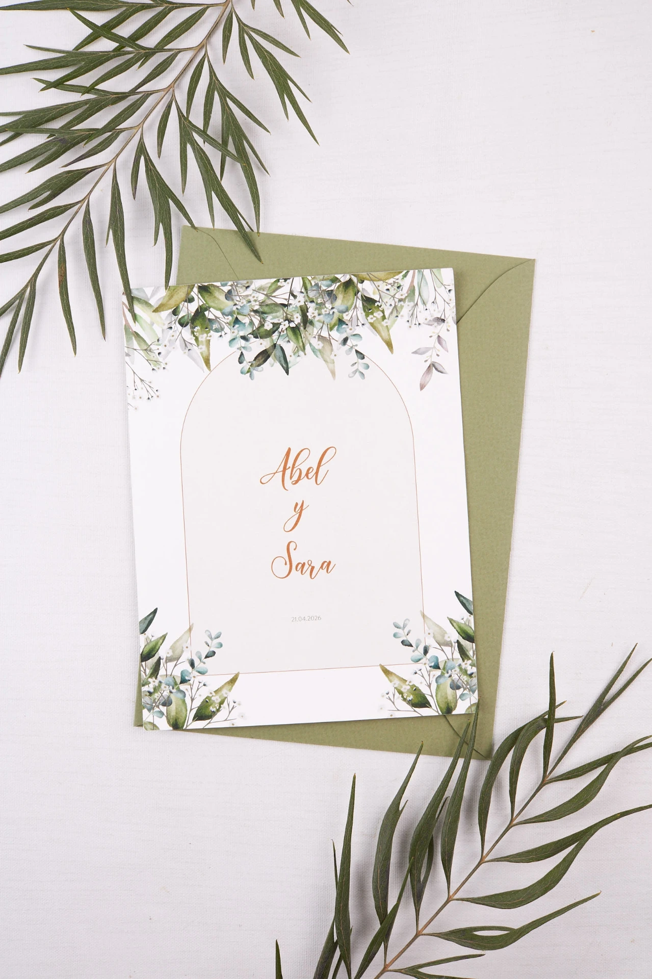 Invitación de boda Green Arc (SI, AZUL CIELO)