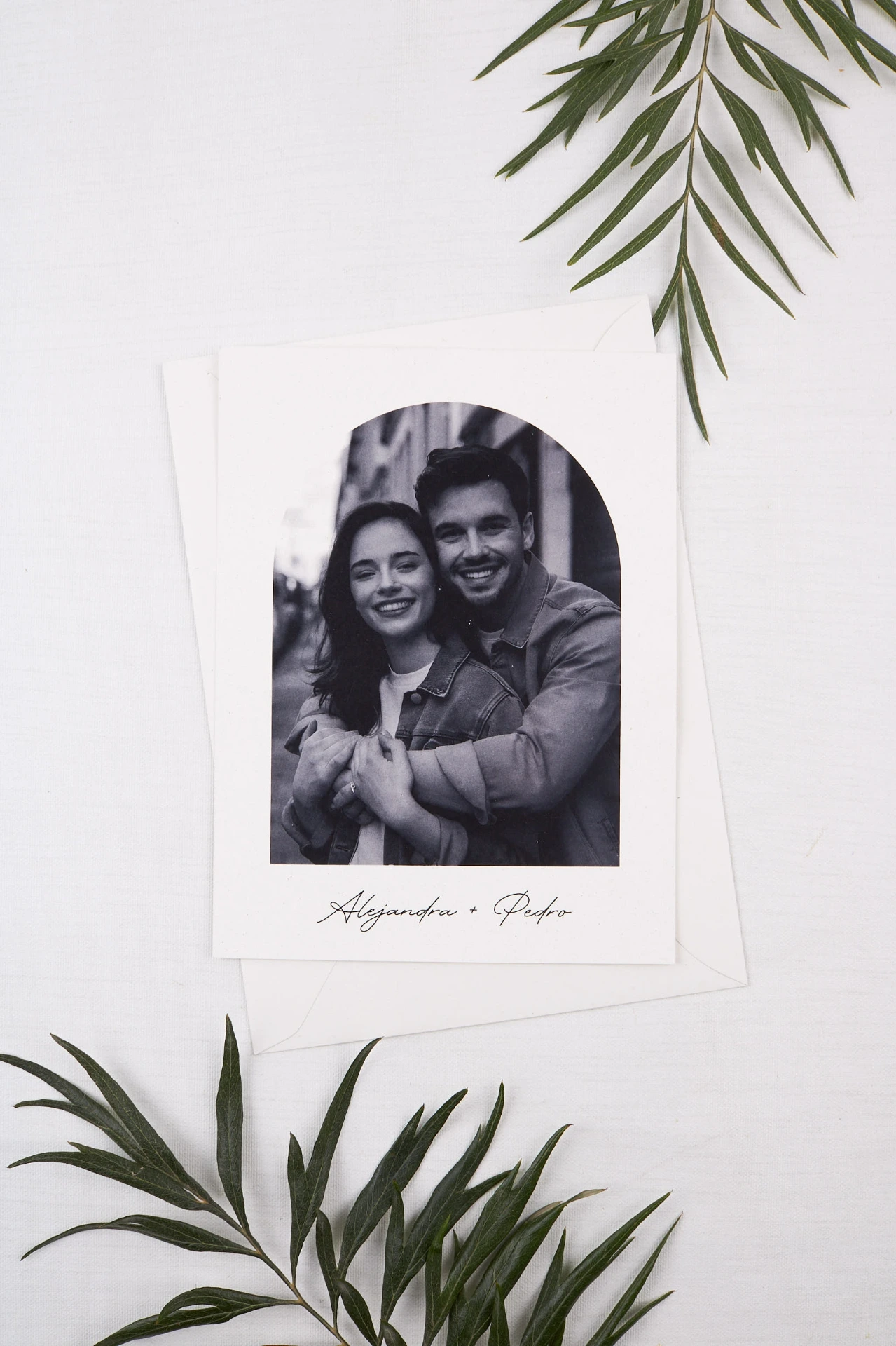 Invitación de boda Grey Photo (SI, AZUL CIELO)
