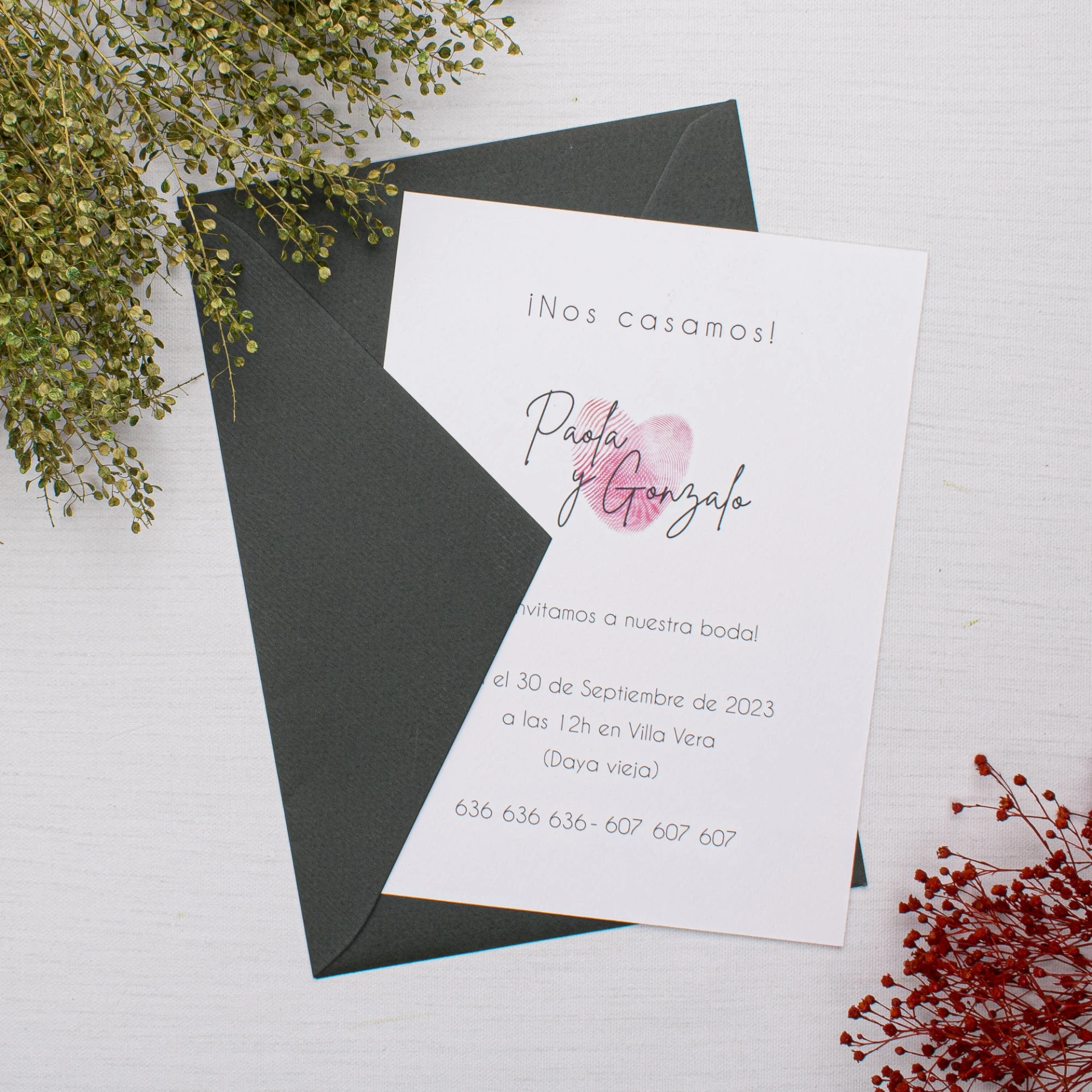 INVITACIÓN DE BODA HEART PRINT