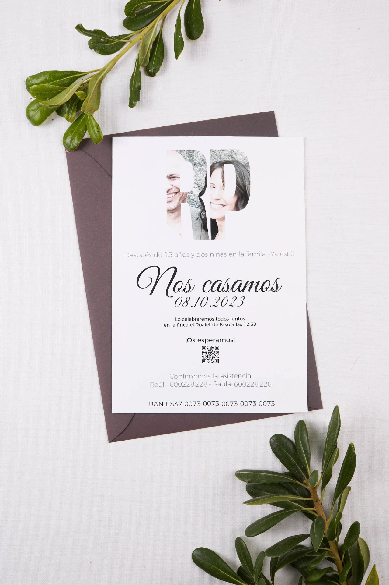 Invitación de boda Initial Photo (SI, AZUL CIELO)