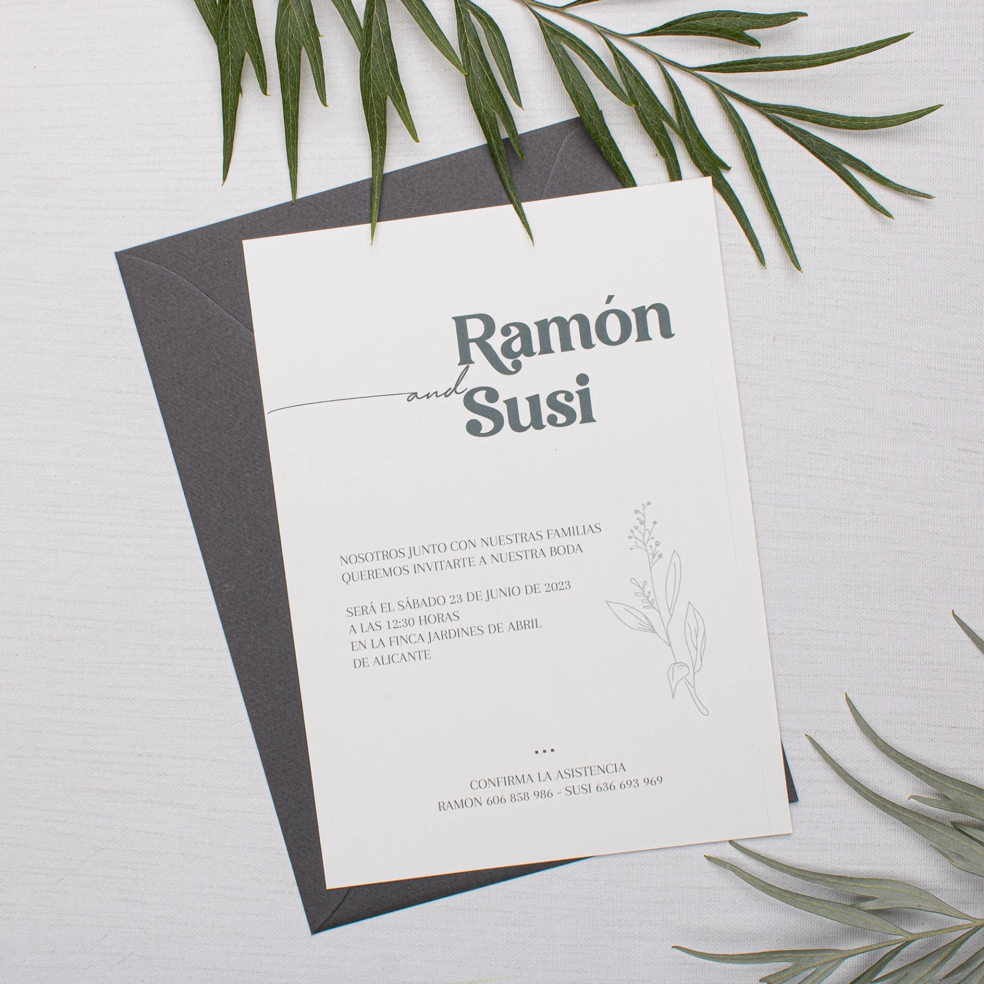 Invitación de boda Nomi Card (SI, AZUL CIELO)