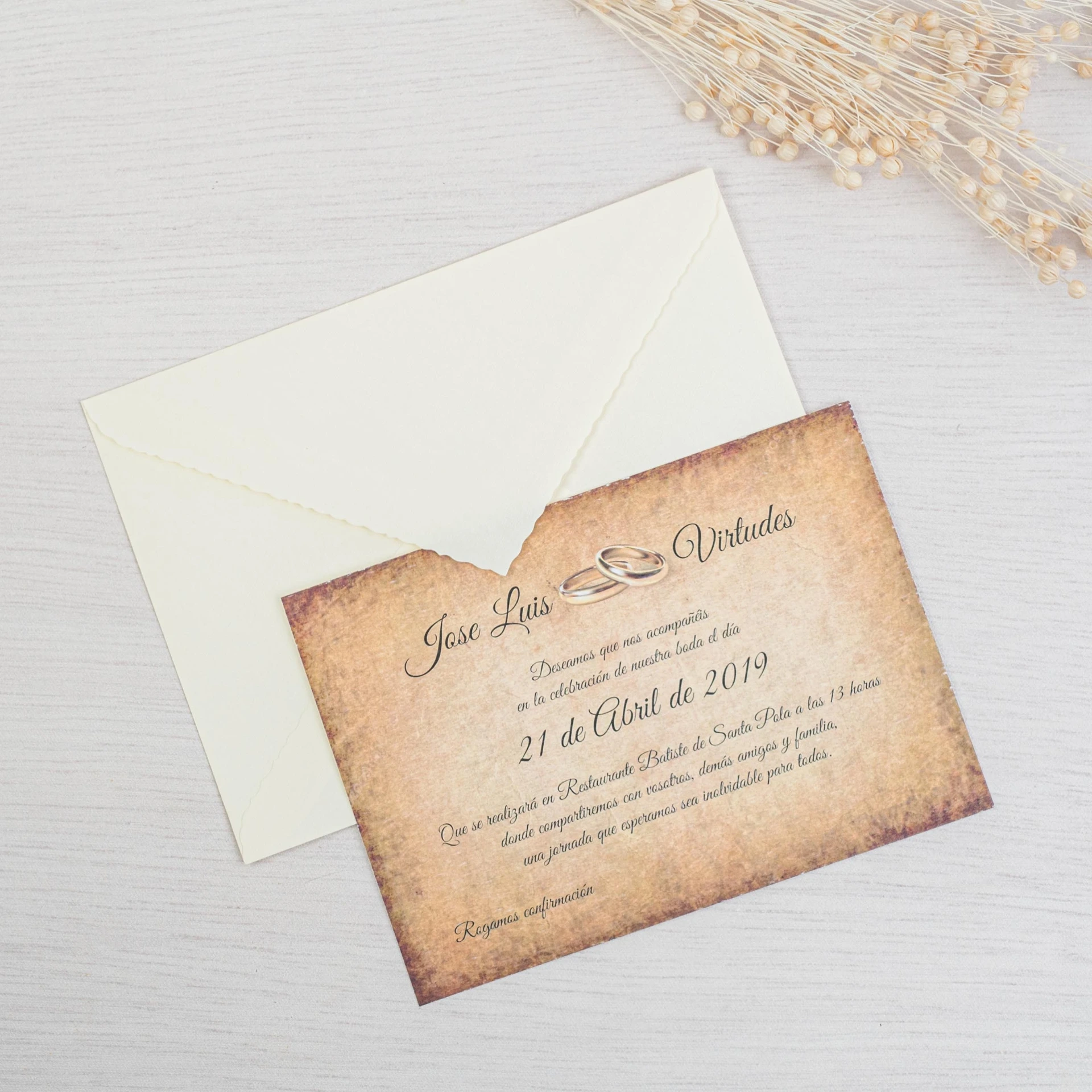 INVITACIÓN DE BODA OLD CARD