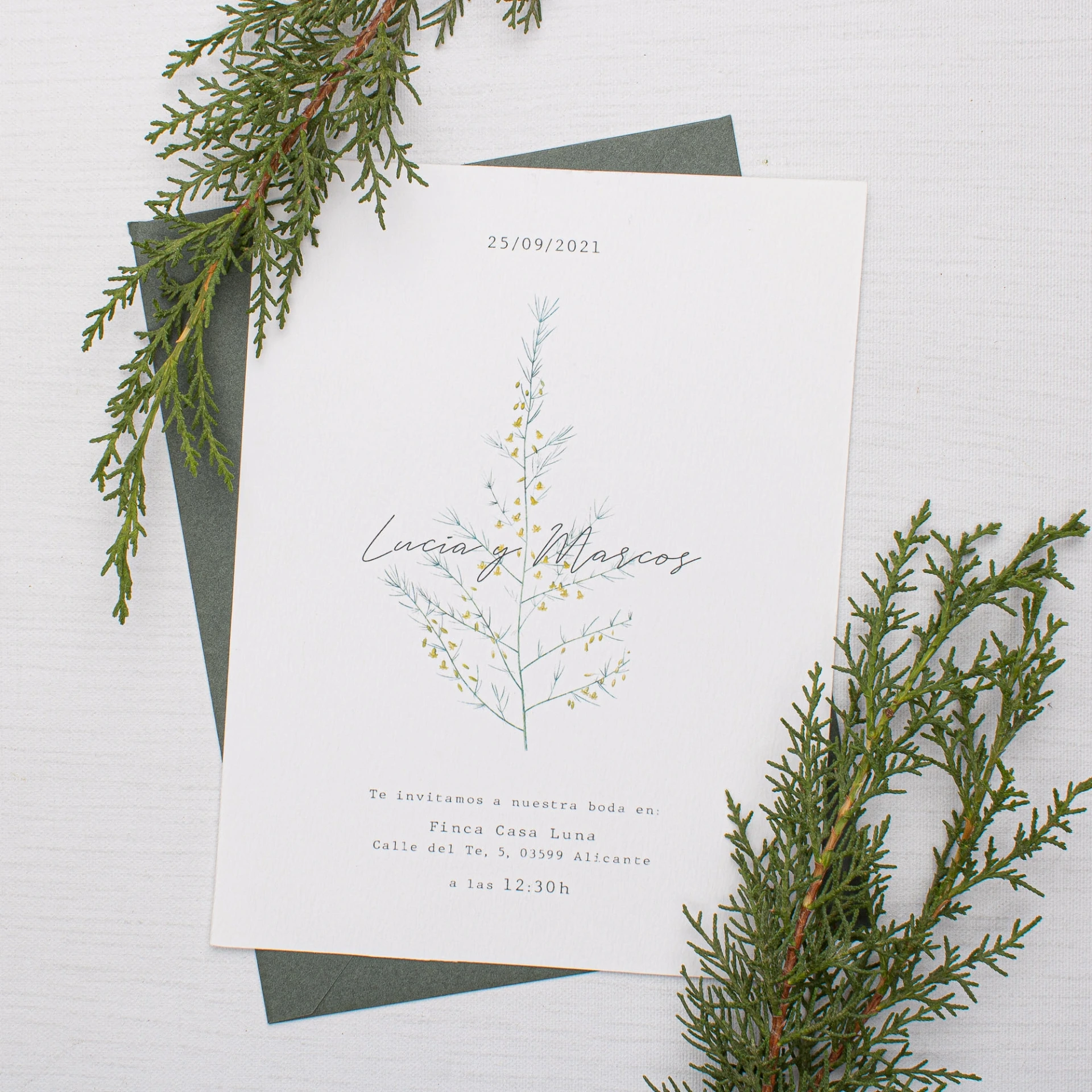 Invitación de boda Pure Nature (SI, AZUL CIELO)
