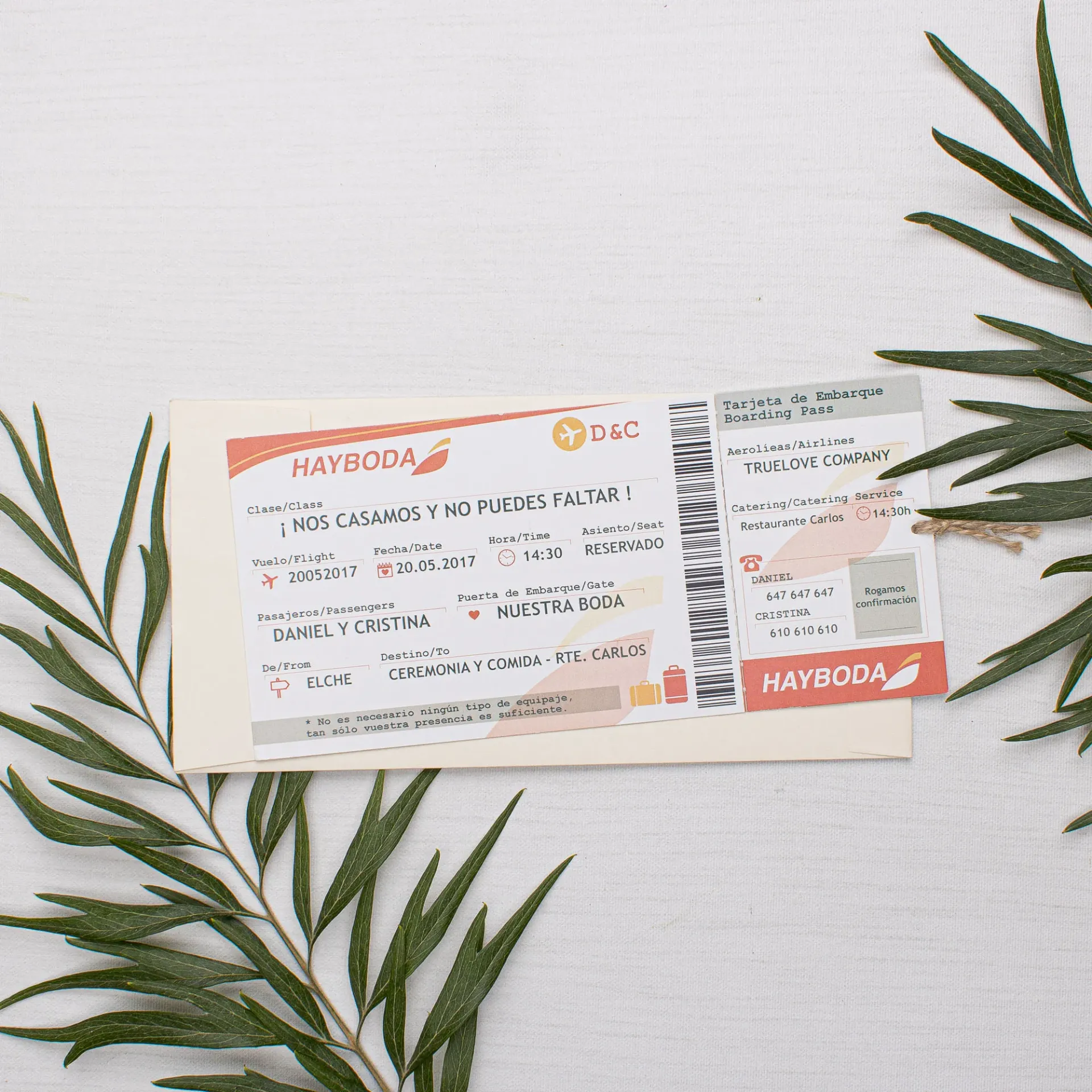 Invitación de boda Passport Red