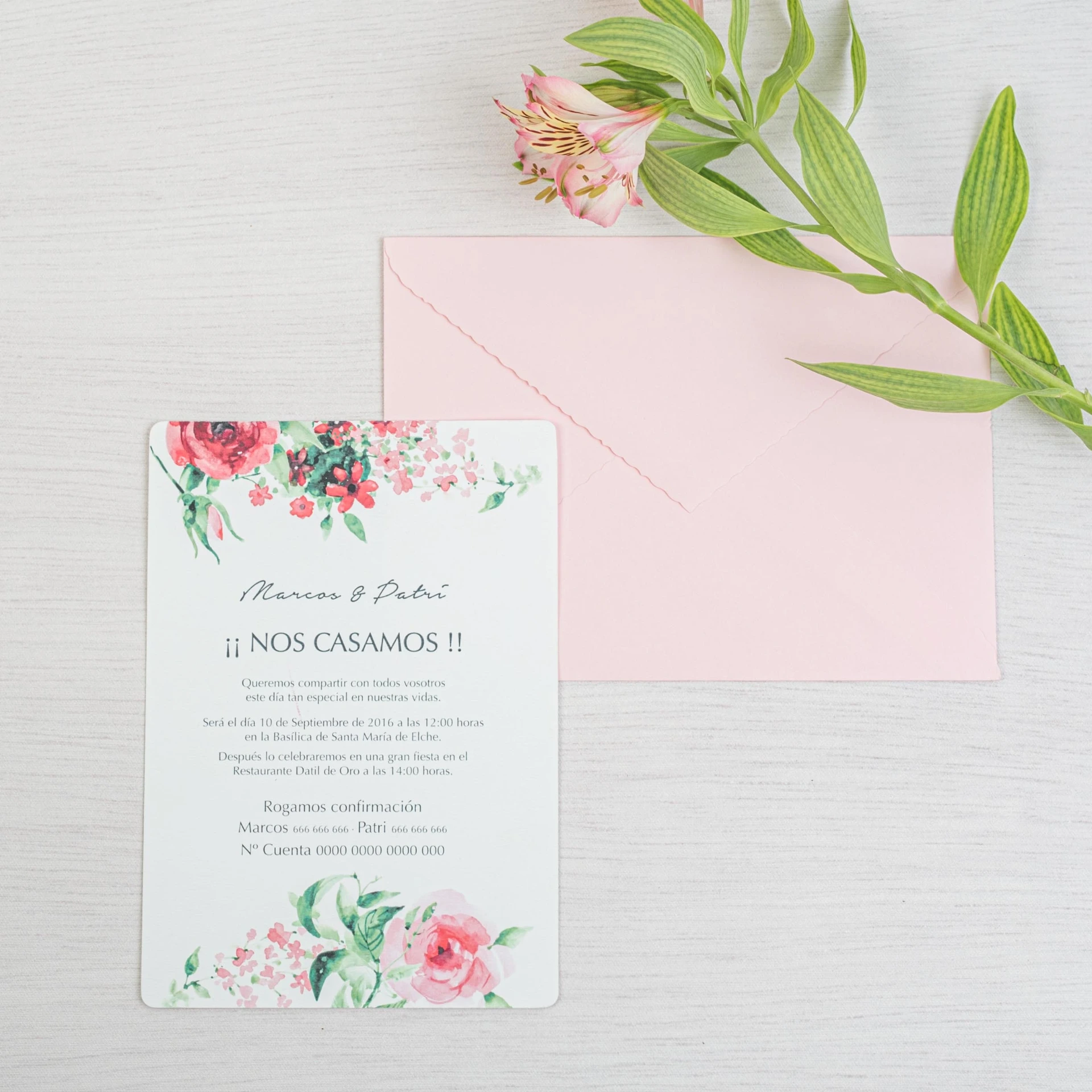 INVITACIÓN DE BODA SIMPLY RED (SI, AZUL CIELO)