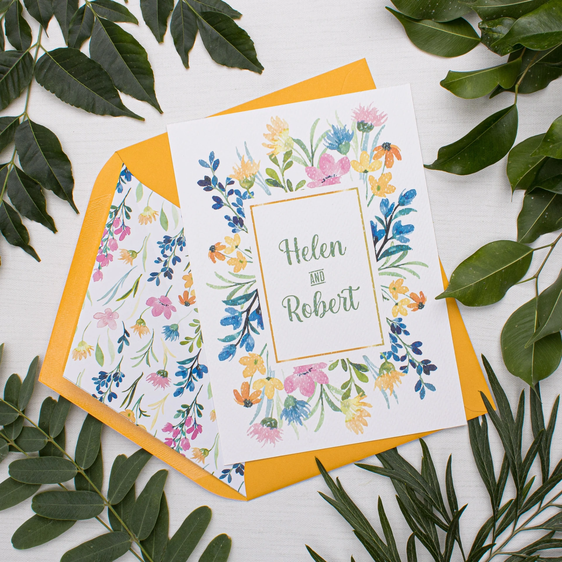 INVITACIÓN DE BODA WILD SPRING (SI, AZUL CIELO)