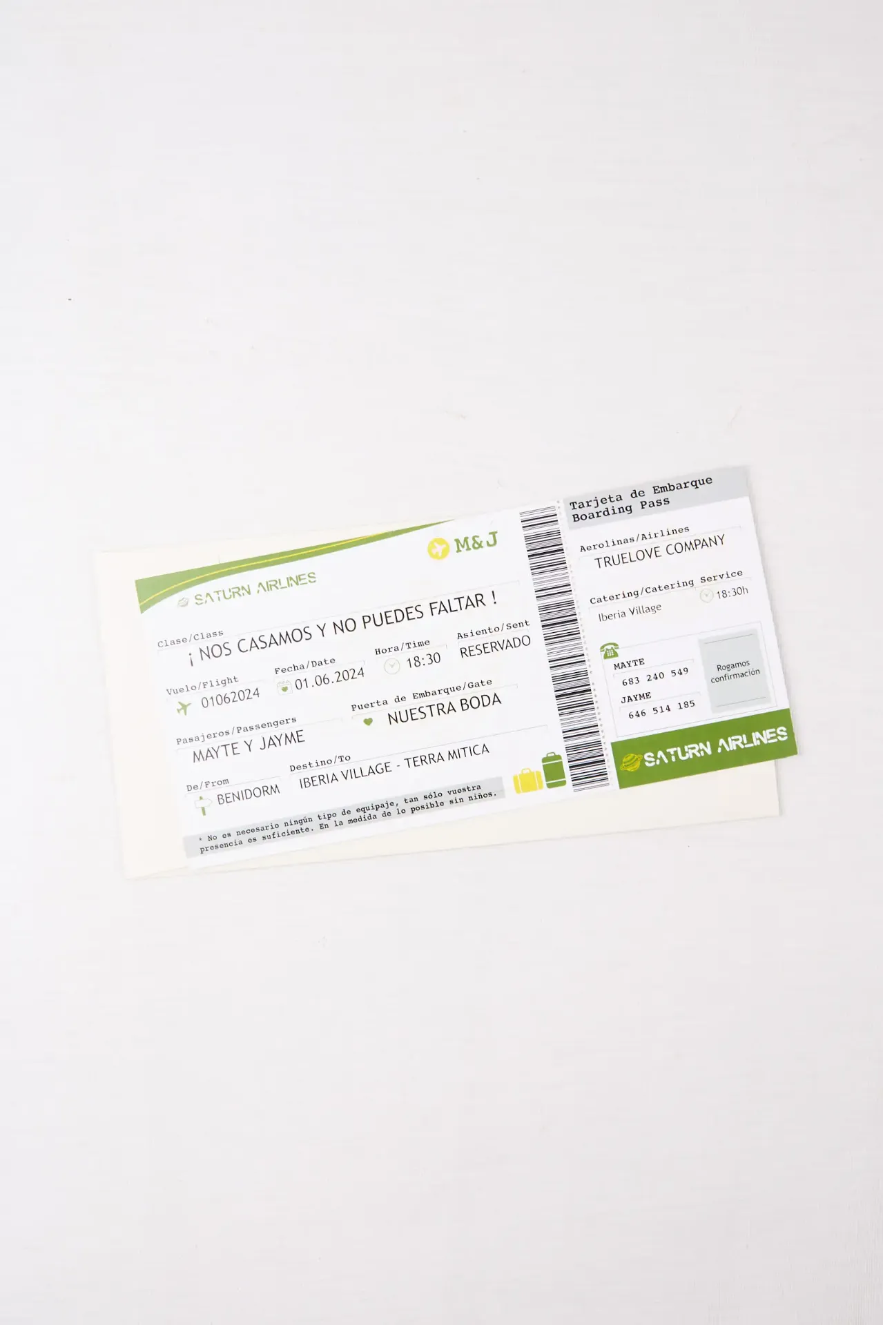 Invitación de boda Passport Green