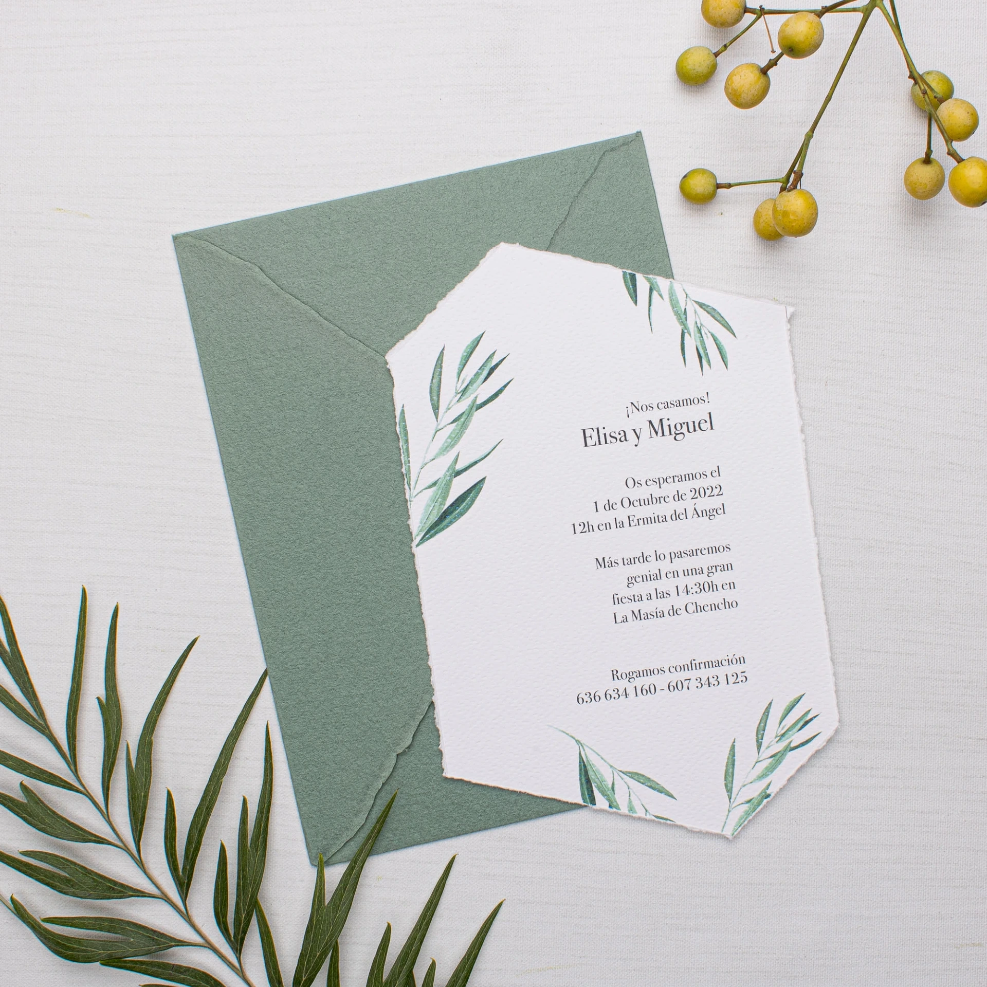 Invitación de boda Olivo