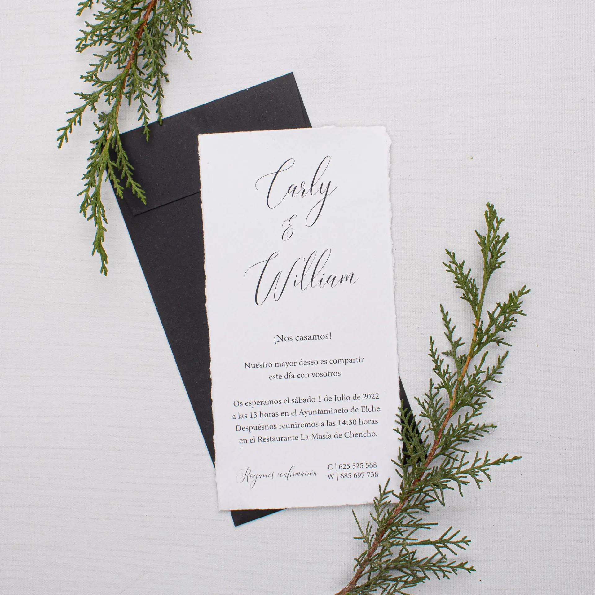 INVITACIÓN DE BODA CALLIGRAPHY (SI, COTTON KRAFT)